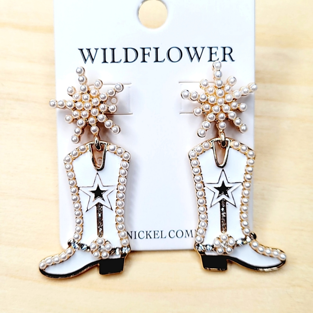 WHITE BOOT EARRINGS
